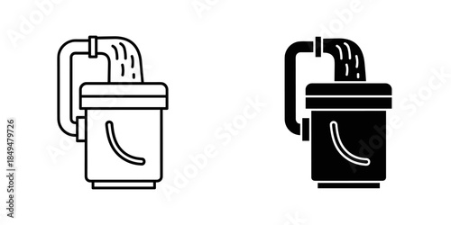 Water Bucket Filling Line and Silhouette Pouring