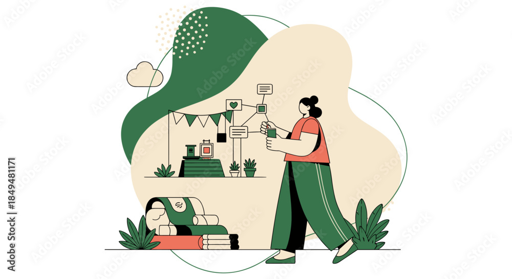 Obraz premium Woman Working with Plants and Technology.