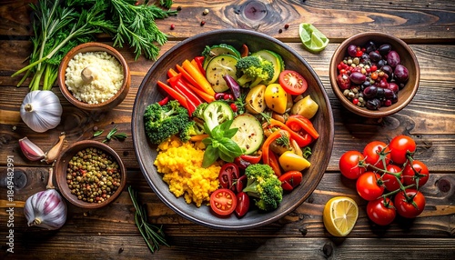 fresh vegetables on a wooden table