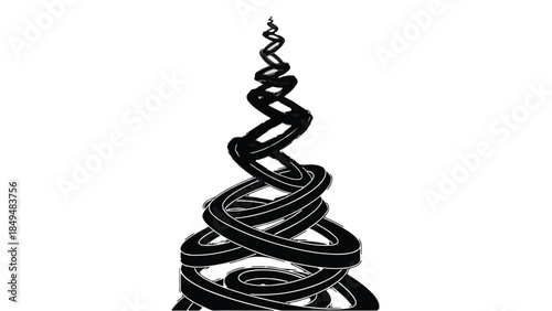 Abstract spiral road forming a Christmas tree shape on white background