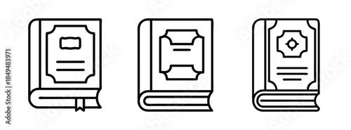 Minimalist Book Icons Set, Simple Line Art Book Illustrations