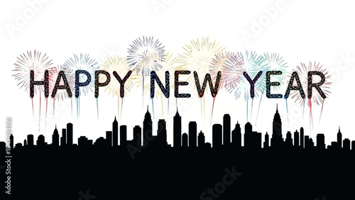 Happy new year borads on the hight and wide bulding celebration 🎉