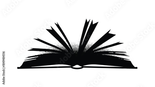 Open book with radiating light, symbolizing knowledge and imagination.