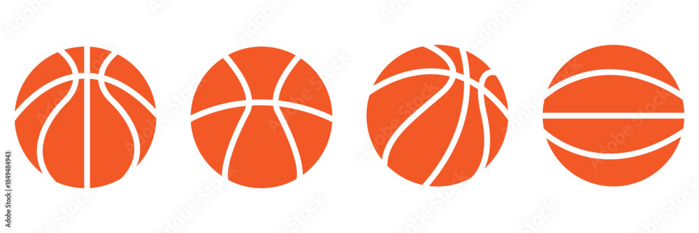 Obraz premium Three stylized basketball illustrations showing different levels of detail