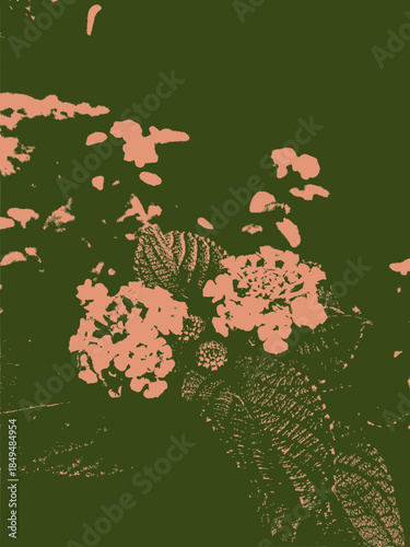 grunge floral background with flowers