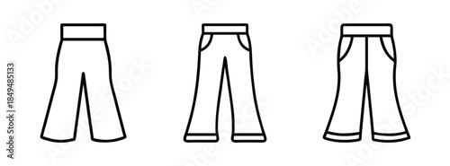 Fashion Design Illustrations of Wide Leg Pants, Various Views and Styles