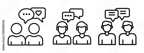 Communication Icons, People Talking, Chat Bubbles, Conversation Symbols, Social Interaction Graphics