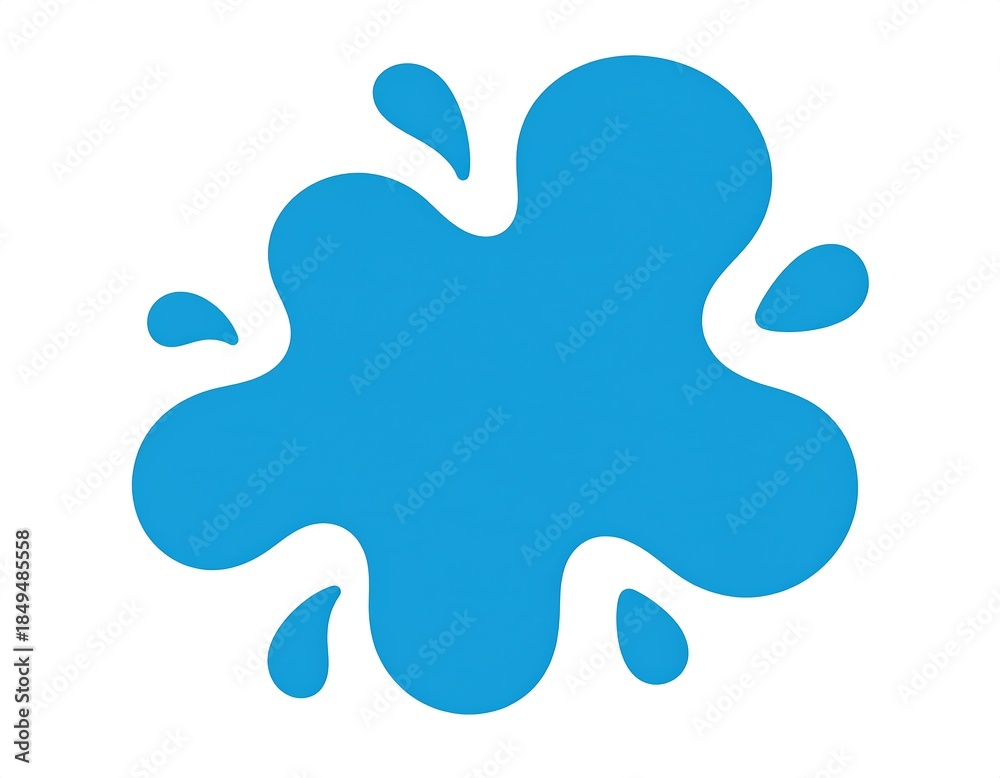 Obraz premium Blue liquid graphic with splashes, on white background