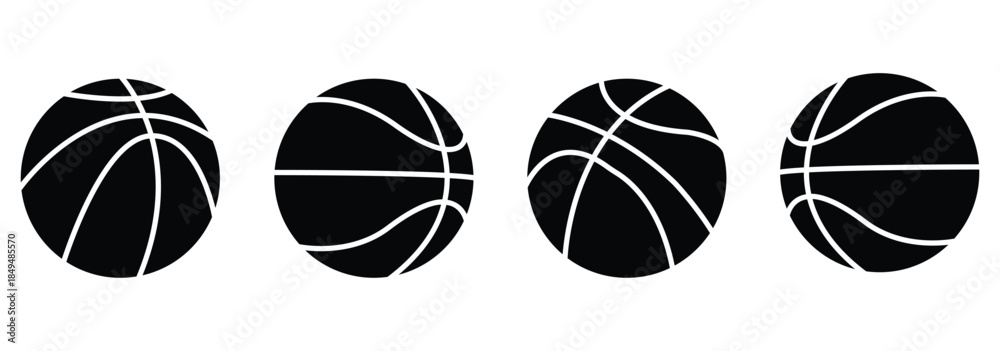 Obraz premium basketball icon set in line style, Vector illustration.