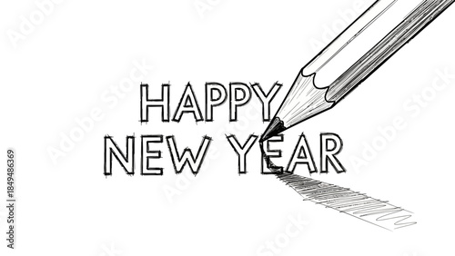 fountain pen writing on the paper happy new year 