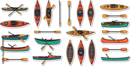 Kayak and Canoe Clipart Set Paddling Adventures Await