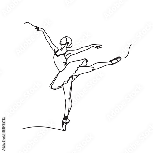 Adobe Illustrator Artwork Minimalist Ballet Dancer Graceful Pose Elegant Line Art Illustration