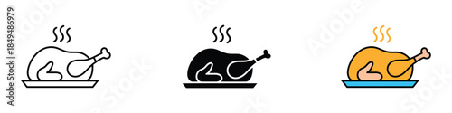 Baked Turkey icon vector. Delicious hot roasted turkey, chicken symbol. vector illustration.