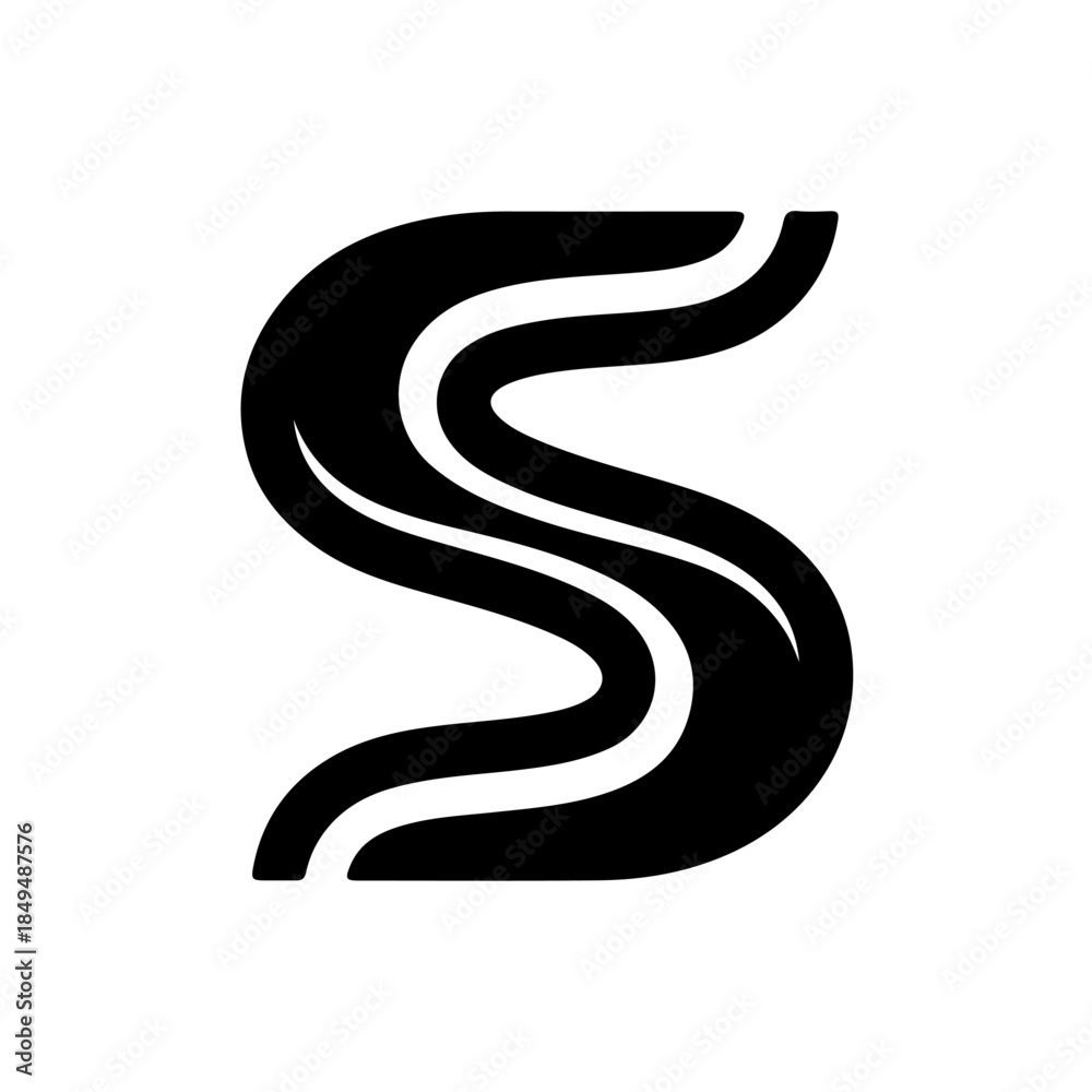 Fototapeta premium Stylized wavy s-shape logo isolated on transparent background