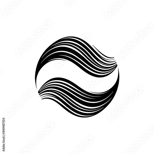 Abstract wavy line circle graphic isolated on transparent background