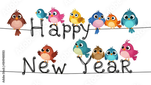 Happy new year 2026 text huge on branch of the tree