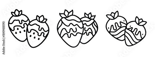 Delicious Strawberry Illustrations with Drizzled Chocolate and Glaze Details