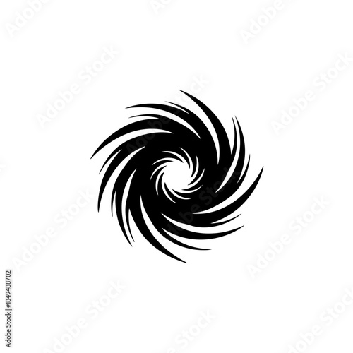 Black and white spiral vortex isolated on transparent background