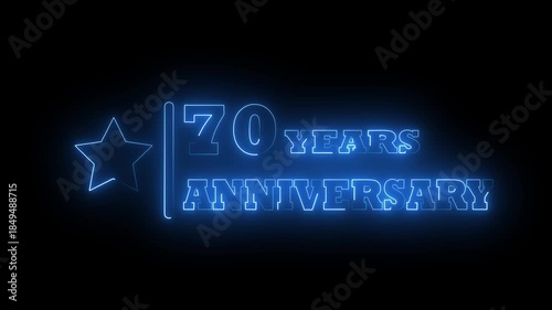 70 Years Anniversary Animation with Glowing Light Effect for Party Celebration. Animated Icon for a Decade of Success and Milestone Achievement.