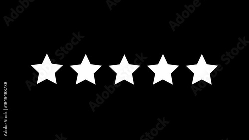 5 Star Rating Animation with Sparkling Particle Effects and Glowing Review Icon for Feedback and Success
