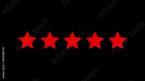 5 Star Rating Animation with Sparkling Particle Effects and Glowing Review Icon for Feedback and Success