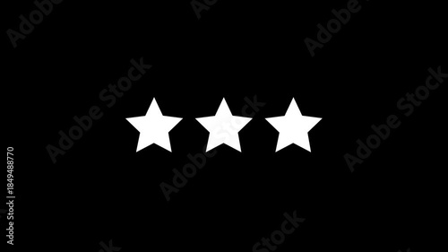 3 Star Rating Animation with Sparkling Particle Effects and Glowing Review Icon for Feedback and Success