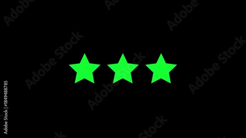 3 Star Rating Animation with Sparkling Particle Effects and Glowing Review Icon for Feedback and Success