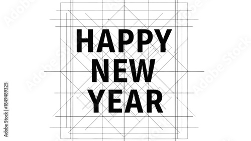 happy new year in black colur full words