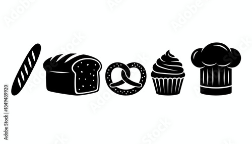 Assorted baked goods including bread, pastry, and cupcakes on display