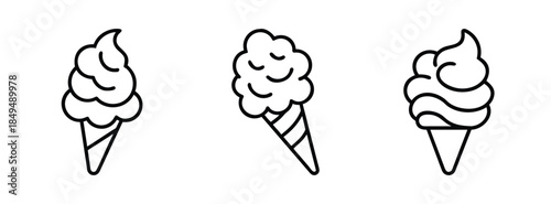 Delicious Ice Cream Cones Line Art Illustration for Dessert Lovers and Summer Fun