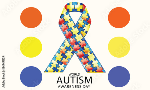 Autism Awareness Ribbon – World Autism Day, Puzzle Pattern Symbol & Support Design