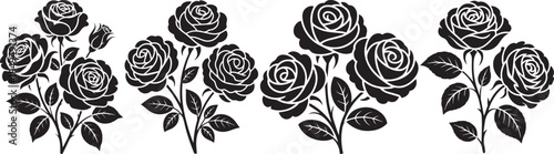 Elegant black rose floral pattern illustration ideal for vintage decor and modern design