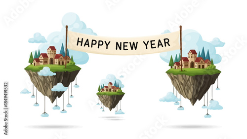 happy new year card with tulips