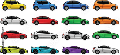 Colorful Car Variety A Collection of Automobiles in Different Styles and Hues