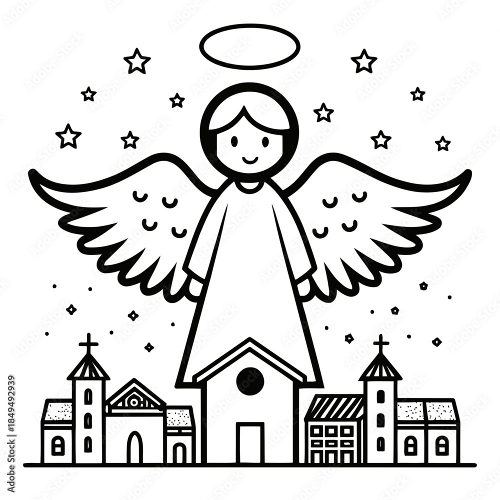 Ταπετσαρία A graceful angel with outstretched wings gently kneels in reverence