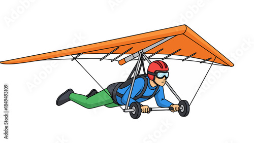 Cartoon Hang Glider Pilot Flying