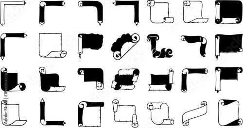 Collection of Decorative Scroll and Parchment Borders and Corners for Design