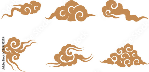 Set of traditional Asian auspicious cloud designs
