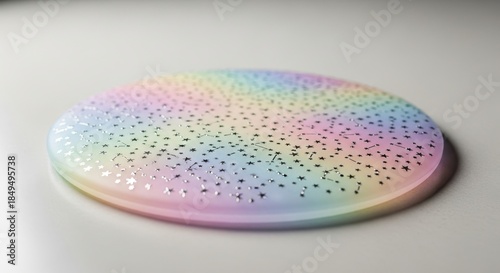 Rainbow Perforated Disc in Pastel Colors with Soft Lighting on White Background for Modern Design