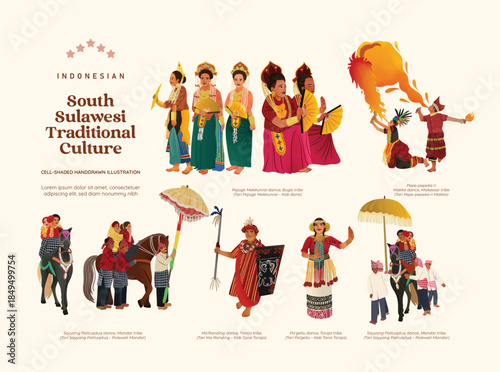 South Sulawesi isolated Indonesian culture asset illustration