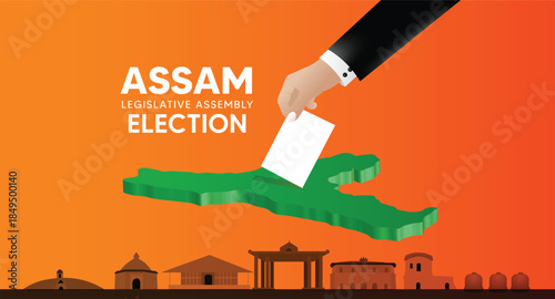 Assam legislative assembly election illustration highlighting democratic voting process civic participation