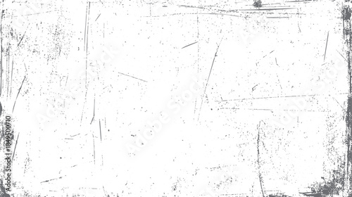 Grungy distressed white background with scattered dark grey dust specks and linear scratches grunge texture
