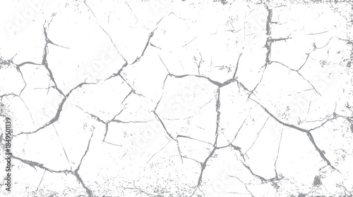 White background with intricate grey cracked texture and subtle speckles creating a distressed surface effect
