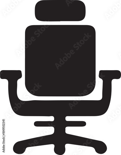 Black Office Chair with Armrests and Five Wheels swivel