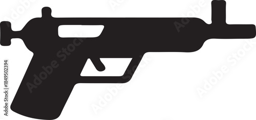 Black Silhouette of a Modern Assault Rifle with Detailed