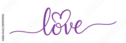A continuous line drawing of the word 'love' along with a heart, all in a calligraphic style on a plain white background.

