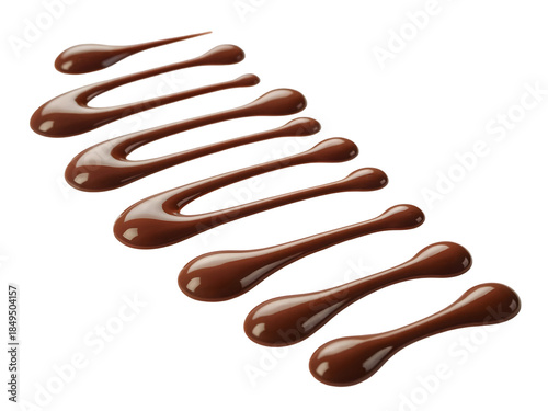 Rich Chocolate Sauce Drizzle Isolated on White Background with Glossy Finish and Smooth Texture Isolated on Transparent Background