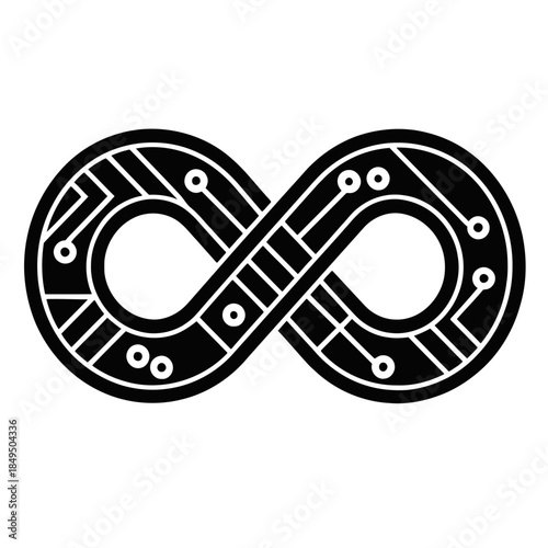 An abstract glowing heart formed by intricate circuit board lines.