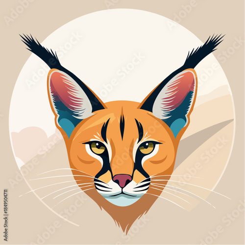 Caracal cat portrait with tufted ears