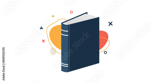 Simple and elegant illustration of a closed hardcover book standing upright, symbolizing knowledge, literature, and education.